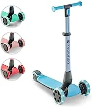Yvolution Three Wheel Foldable Kick Scooter for Kids, Blue