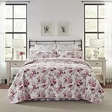 Laura Ashley Home - Lidia Collection - Quilt Set - 100% Cotton, Reversible, Lightweight & Breathable Bedding, Pre-Washed for Added Softness, King, Pink