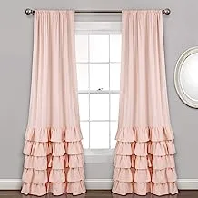 Lush Decor Allison Ruffle Curtains Window Panel Set for Living، Dining Room، Bedroom (Pair)، 84 in L، Pink / Blush