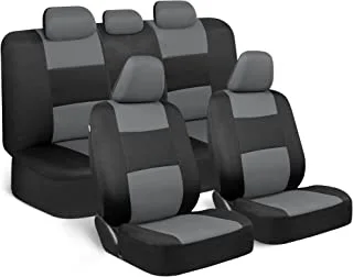 مجموعة أغطية مقاعد BDK PolyPro كاملة باللون الرمادي على الأسود - مقعد منفصل أمامي وخلفي ، سهل التركيب لشاحنات السيارات ، سيارات الدفع الرباعي