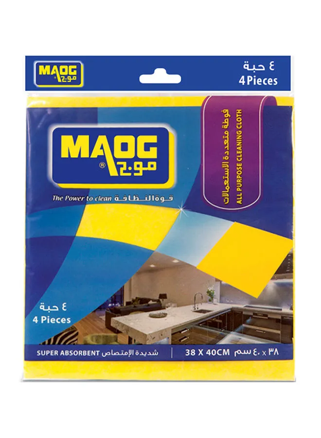 Maog 4-Piece All Purpose Cleaning  Cloth Multicolor 38x40cm