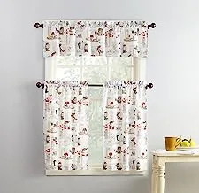 No. 918 Brew Coffee Shop Semi-Sheer Rod Pocket Kitchen Curtain Valance and Tiers Set, 54