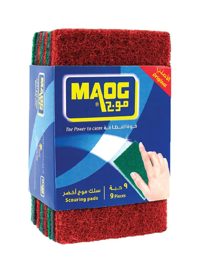Maog 9-Piece Scouring Pad Green/Red