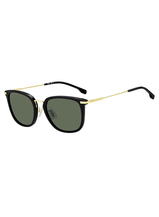 هيوغو بوس نظارة شمسية مربعة للرجال للحماية من الأشعة فوق البنفسجية - Boss 1287/F/SK Blk Gold 56 - مقاس العدسة 56 ملم
