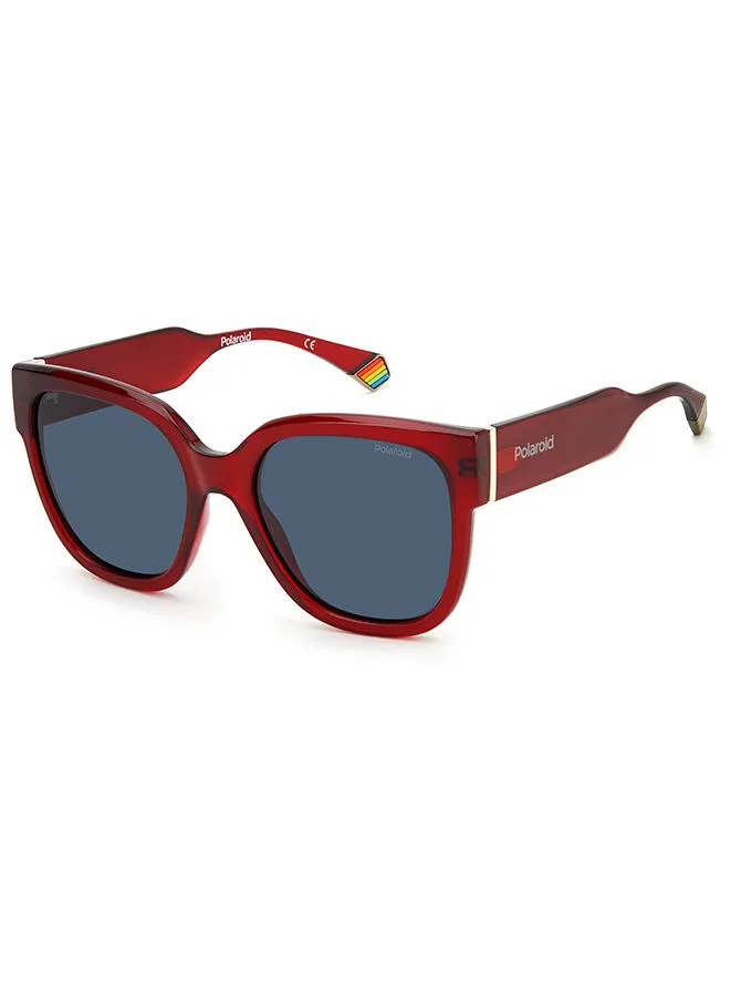بولارويد نظارة شمسية مربعة للنساء للحماية من الأشعة فوق البنفسجية - Pld 6167/S Red 55 - مقاس العدسة 55 ملم