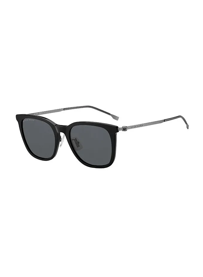 هيوغو بوس نظارة شمسية مربعة للرجال للحماية من الأشعة فوق البنفسجية - Boss 1347/F/Sk Mtblk Rut 54 - مقاس العدسة 54 ملم
