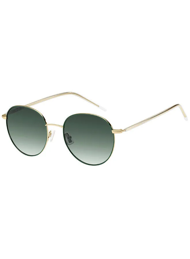 HUGO BOSS Women's UV Protection Round Sunglasses - Boss 1395/S Goldgreen 53 - Lens Size 53 Mm