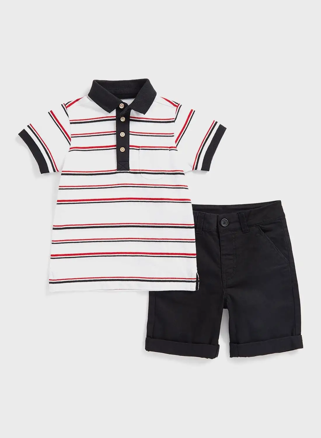 mothercare Kids Striped Polo & Shorts Set