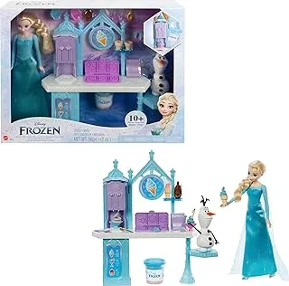 Disney Frozen Toys, Dessert Playset with Elsa Doll, Olaf Figure, 2 Colors Dough and 10+ Play Pieces, Inspired Movies, HMJ48