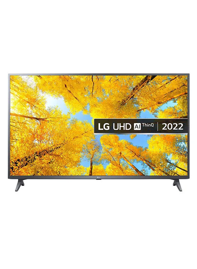 تلفزيون LG UHD 4K مقاس 55 بوصة من سلسلة UQ7500 ، تصميم شاشة سينمائي 4K Active HDR Webos Smart Ai Thinq 55UQ75006LG أسود