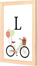 LOWHa L letter bike balloons Wall art with Pan Wood framed Ready to hang for home, bed room, office living room Home decor hand made wooden color 23 x 33cm By LOWHa