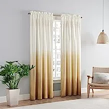 Vue Arashi Modern Boho Decorative Ombre Rod Pocket Window Curtain for Living Room (1 Panel), 52 in x 84 in, Gold
