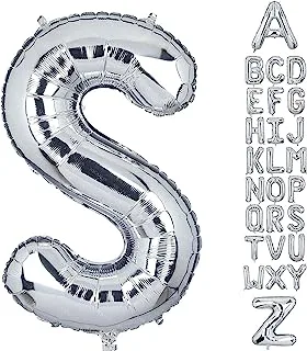 Goldedge Letter S Foil Helium Balloons Big Single Mylar Balloon Birthday Party Decoration Supply Baby Shower Silver 32 Inch Giant S229-SS