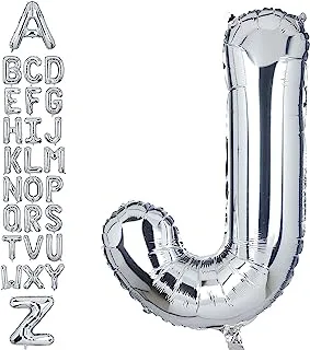 بالونات هيليوم عملاقة بحجم 32 بوصة على شكل حرف J من رقائق الهليوم ، بالون مايلر واحد كبير لتزيين حفلات أعياد الميلاد ، مستلزمات استحمام للأطفال (فضي J)