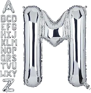 Goldedge Letter M Foil Helium Balloons Big Single Mylar Balloon Birthday Party Decoration Supply Baby Shower Silver 32 Inch Giant S229-MS
