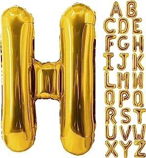 Goldedge Large Gold Letter H Balloons Helium Balloons,Foil Mylar Big for Birthday Party Anniversary Supplies Decorations, Gold, 32 Inch S229-HG