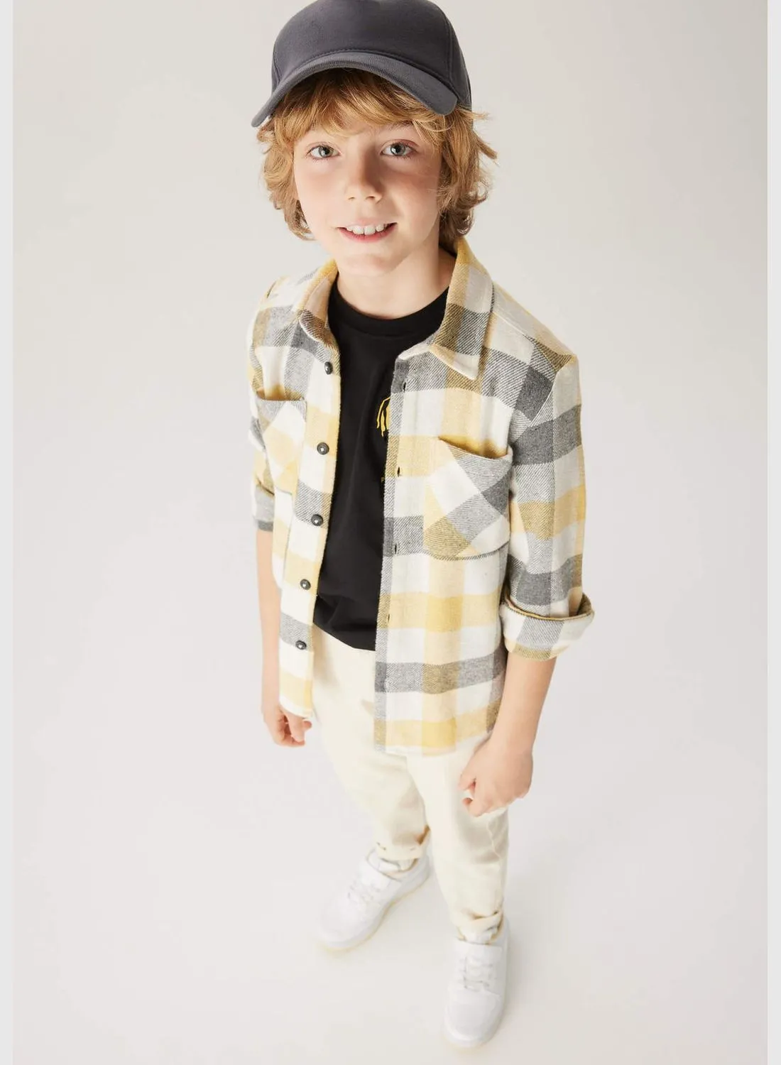 DeFacto Boy Polo Neck Woven Long Sleeve Shirt