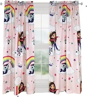 Franco DreamWorks Gabby's Dollhouse Kids Room Window Curtains Drapes Set, 82 in x 63 in, (Official Gabby's Dollhouse Product)