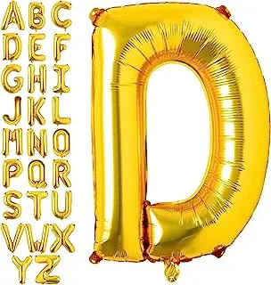 Goldedge Large Gold Letter D Balloons Helium Balloons,Foil Mylar Big for Birthday Party Anniversary Supplies Decorations GOLD, 32 Inch, S229-DG