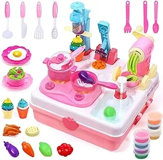 Joyzzz Playdough Accessories, Play Dough Tools Kit, Kitchen Creations Ice Cream Maker Machine with Sound and Light, 8 Color Dough Included, Gift for Kids Boys Girls 3 Years and Up