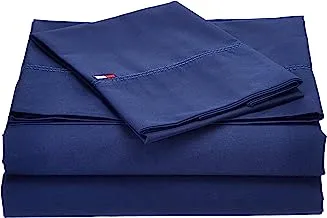غطاء وسادة من Tommy Hilfiger TH T200 Signature Solid SHEETING، قياسي، أزرق، عدد 2