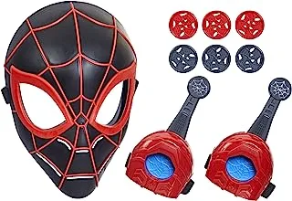 Spider-Man Marvel Across The Spider-Verse Web Action Gear, Miles Morales Costume Mask and Gauntlets, Super Hero Toys for 5 Year Old Boys and Girls and Up, F6102