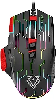Vertux Kryptonite Wired Ergonomic Gaming Mouse with Superior Quick Performance, 10000 DPI, 9 Programmable Buttons, RGB Lights - Red