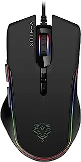 Vertux Gaming Mouse, Charged Lightweight Optical Sensor Wired Mouse with 10000 Adjustable DPI, Customizable Lumi LED, 7 Programmable Buttons, Assault