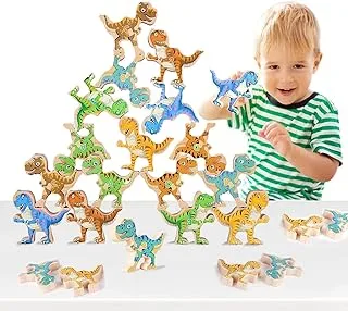ألعاب تكديس الديناصورات Joyzzz ، مكعبات تكديس ديناصور بلاستيك ABS ، ألعاب حسية للأطفال الصغار ، ألعاب تكديس ديناصور للأطفال الصغار ، ألعاب تعليمية مونتيسوري للأولاد بعمر 3-6 سنوات (24 قطعة مع صندوق تخزين)
