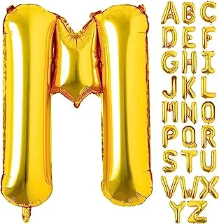 Goldedge Gold Letter M Balloons Helium Balloons,Foil Mylar Big for Birthday Party Anniversary Supplies Decorations, Gold, 32 Inch Large, S229-MG