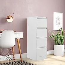 RIGID Steel Vertical Filing Cabinet Large Storage steel Cabinet, Metal Portable Cabinet with 4 Drawers for Legal Size (White)