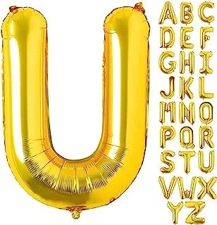 Goldedge Letter U Balloons Helium Balloons,Foil Mylar Big for Birthday Party Anniversary Supplies Decorations Gold 32 Inch Large S229-UG