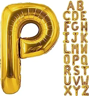 Goldedge Letter P Balloons Helium Balloons,Foil Mylar Big for Birthday Party Anniversary Supplies Decorations Gold 32 Inch Large S229-PG
