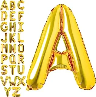 Goldedge Letter A Balloons Helium Balloons,Foil Mylar Big for Birthday Party Anniversary Supplies Decorations, Gold 32 Inch Large S229-AG