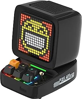 Divoom Ditoo Retro Pixel Art Game Bluetooth Speaker with 16X16 LED App Controlled Front Screen (Black)