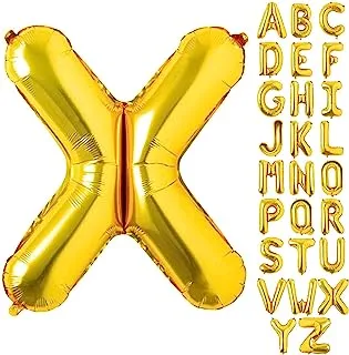 Goldedge Letter X Balloons Helium Balloons,Foil Mylar Big for Birthday Party Anniversary Supplies Decorations Gold 32 Inch Large S229-XG