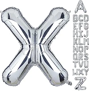 Goldedge Letter X Foil Helium Balloons Big Single Mylar Balloon Birthday Party Decoration Supply Baby Shower Silver 32 Inch Giant S229-XS