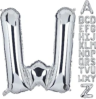 Goldedge Letter W Foil Helium Balloons Big Single Mylar Balloon Birthday Party Decoration Supply Baby Shower Silver 32 Inch Giant S229-WS