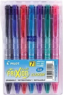 بايلوت، أقلام جل فريكسيون كليكر قابلة للمسح، نقطة دقيقة جدًا 0.5 مم، عبوة من 7 أقلام، ألوان متنوعة