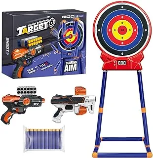 Soft Bullet Shooting Game With Automatic Digital Scoring, Aim Target Game Compatible With NERF Gun, Electric Dart Board Game with Foam Darts and Dart Blasters, Perfect For Kids and Adults, Boys Girls