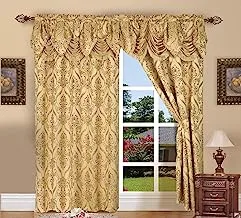 Elegant Comfort Penelopie Jacquard Look Curtain Panels, 54 by 84-Inch, Gold, Set of 2, Penelopie Gold,valance
