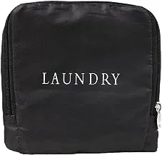 Miamica Foldable Travel Laundry Bag, Black & White – Measures 21” x 22” When Fully Opened – Foldable Laundry Bag with Drawstring Closure – Durable, Lightweight Travel Accessories
