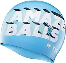 قبعة السباحة Tyr Amaze Balls (أزرق/أبيض)