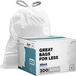 Plasticplace Trash Bags │simplehuman (x) Code J Compatible (200 Count)│White Drawstring Garbage Liners 10-10.5 Gallon / 38-40 Liter │ 21