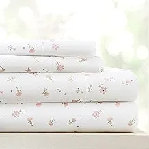 Becky Cameron Soft Floral Patterned 3 Piece Sheet Set, Twin, Pink