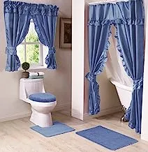 Madison Starlite Deluxe Swag Shower Blue Bathroom Window Curtain