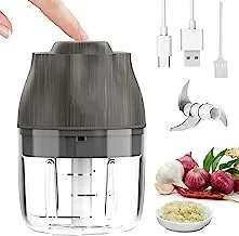 Joyzzz Electric Mini Garlic Chopper, 250ml Small Wireless Food Processor Portable Mini Food Choppers, Waterproof USB Charging Herb Grinder for Ginger Onion Vegetable Meat Nut