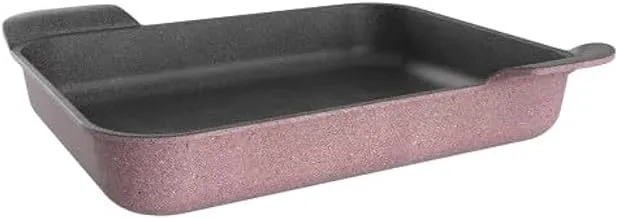 Neoflam Non-Stick Rectangular Granite Tray with Handles, Large, Pink