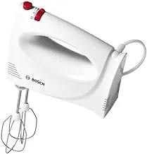 Bosch 300W Hand Mixer, Easy to Use, Stainless Steel Whisks, 2 Speeds, Turbo Function, Disconnect Button for Smooth Tool Switching, German Engineering, White