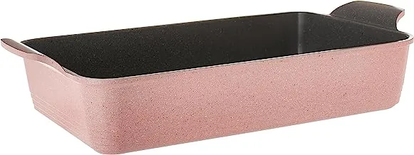Neoflam Non-Stick Rectangular Granite Tray with Handles, Medium, Pink
